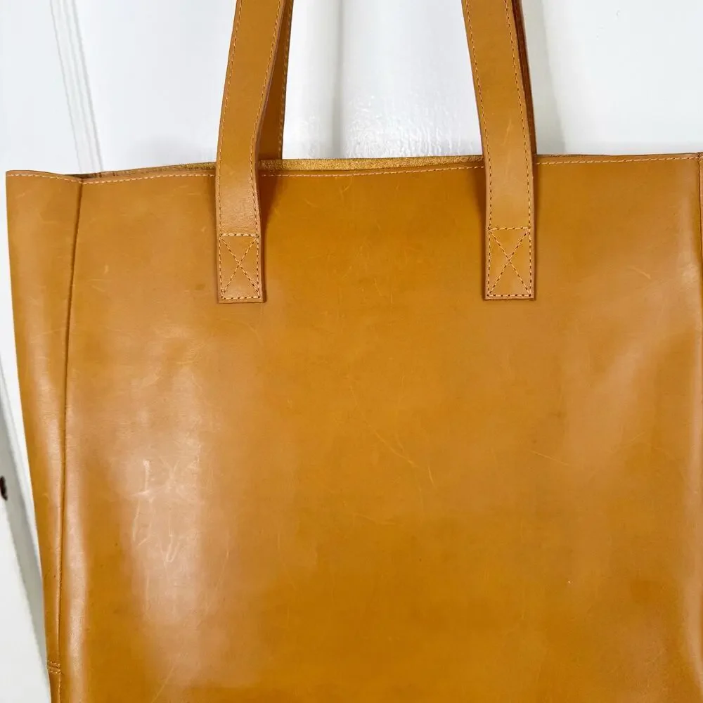 ABLE Phoebe Soft Tote Shoulder Bag Full Grain Leather Functional Work Cognac OS